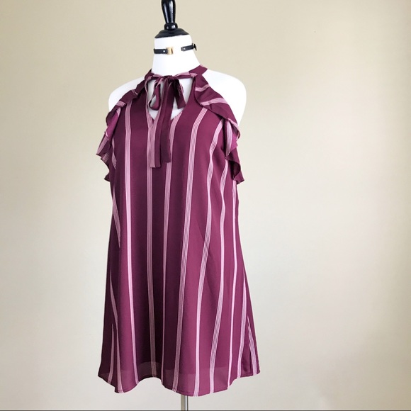 City Triangles Halter Stripe Ruffle Dress - Picture 2 of 8